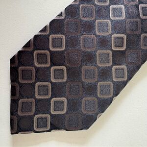 Arrow Black Brown and Tan silk Contemporary Square Pattern Print Tie